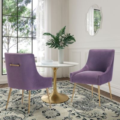 Velvet fabric Dining Chair with Pulling Handle and Adjustable Foot Nails(Set of 2)