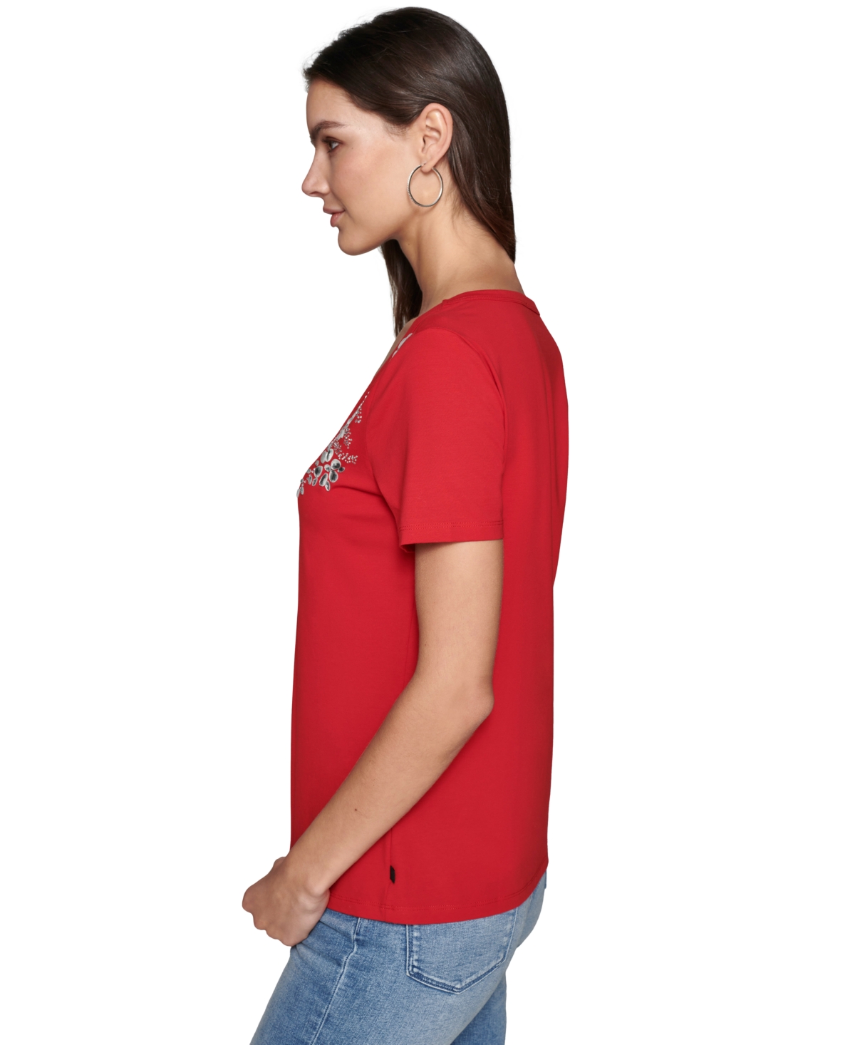 Karl Lagerfeld Paris Women's Rhinestone-Embellished T-Shirt