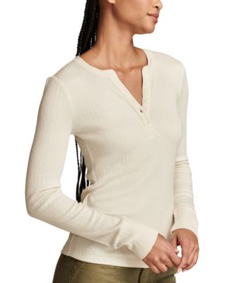 Women's Ribbed Henley Top 
