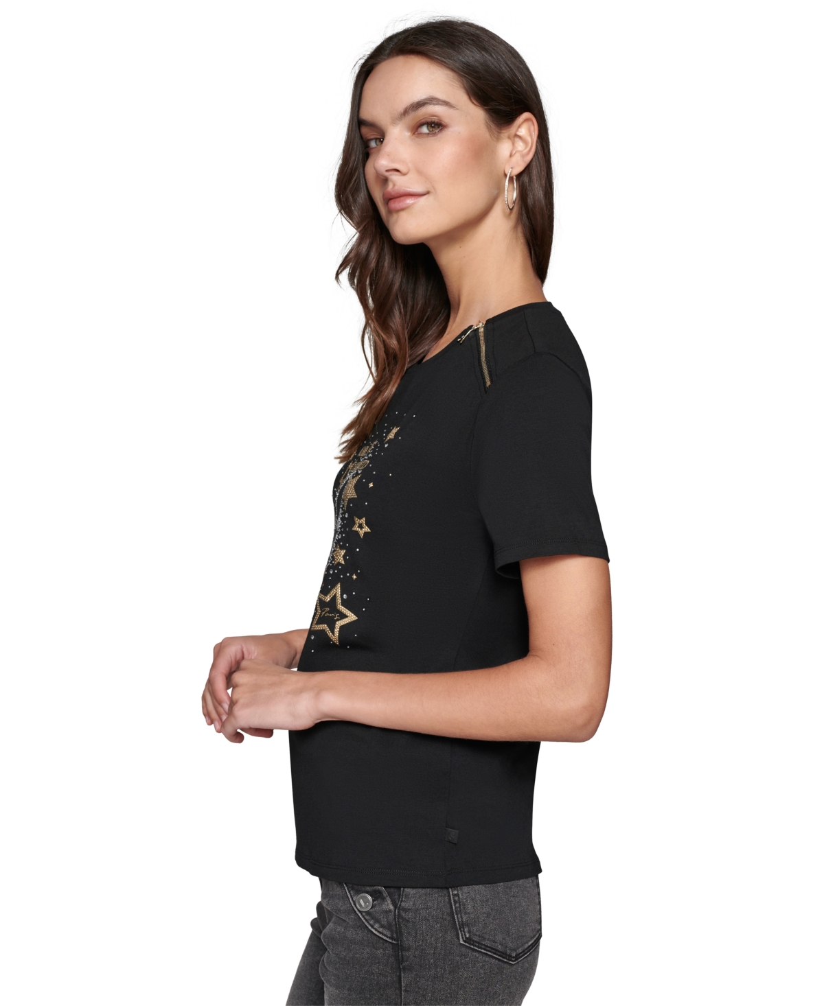 Karl Lagerfeld Paris Women's Embellished Graphic T-Shirt