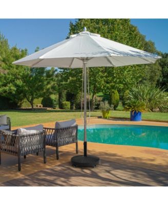 50 LBS Patio Wicker Style Resin Umbrella Base Stand Heavy Duty with Wheels