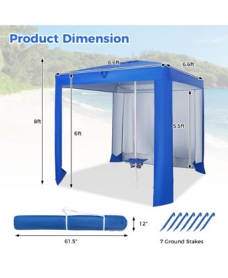 Beach Canopy Tent with Detachable Sidewall and Folding Table-Blue