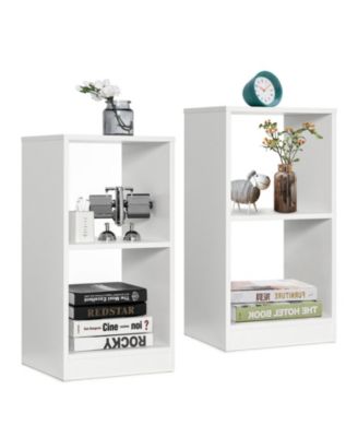 2 Pieces 2-tier Bookcase Set with Anti-toppling Device