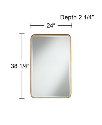 Andi Rectangular Vanity Decorative Wall Mirror Modern Beveled Glass Warm Gold Iron Frame 24" Wide for Bathroom Bedroom Living Room Home