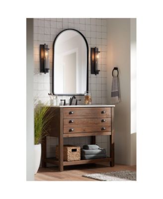 Clara Arch Top Vanity Decorative Wall Mirror Modern Beveled Matte Black Metal Frame 24" Wide for Bathroom Bedroom Living Room Home Entryway