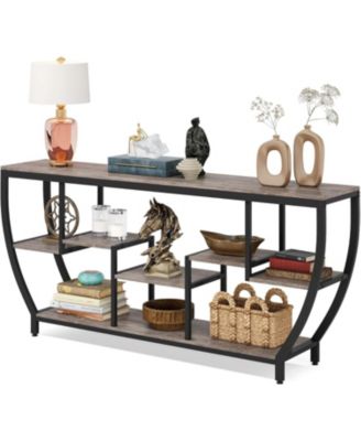 70.9 Inch Long Sofa Table with Shelves, Rustic Console Table with Storage, Industrial Entryway Table TV Stand, Behind Couch Table Accent Tables for Living Room, Hallway, Foyer