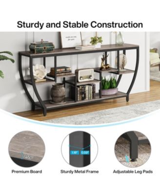 70.9 Inch Long Sofa Table with Shelves, Rustic Console Table with Storage, Industrial Entryway Table TV Stand, Behind Couch Table Accent Tables for Living Room, Hallway, Foyer