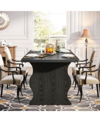 Modern Dining Table for 4-6, 63-Inch Rectangular Wood Kitchen Table, Large Dinner Table Wooden Dining Room Table, Black Kitchen & Dining Room Furniture