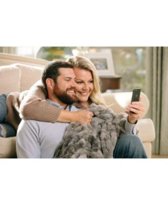 Premium Ruched Faux Fur & Mink Reversible Blanket, Throw