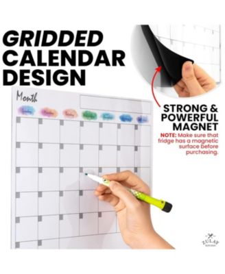 Magnetic Whiteboard Calendar Kit – Includes Notepad, 4 Markers & Eraser for Fridge