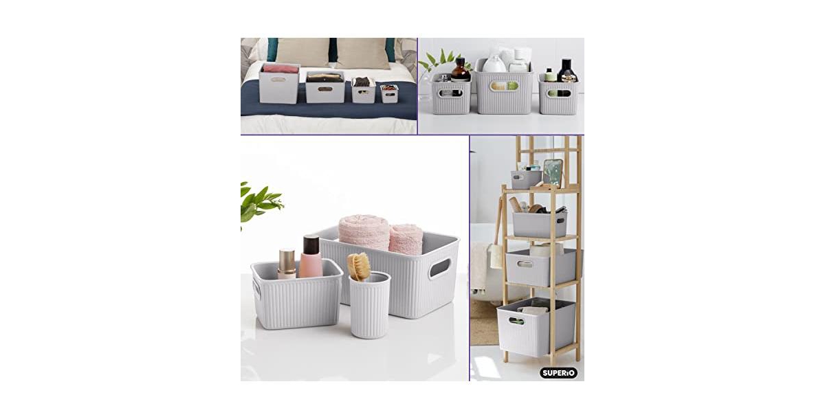Superio Decorative Plastic Storage Bin for Home, 1.5 Liter - Smoke white