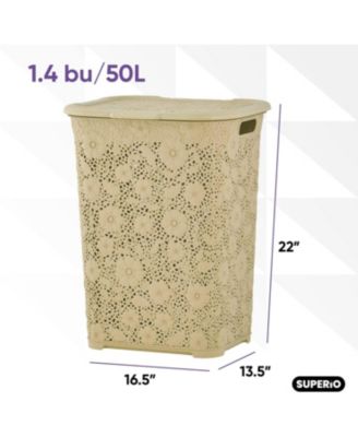 Elegant Lace Hamper 50 L Beige Laundry Hamper &amp; Organizer