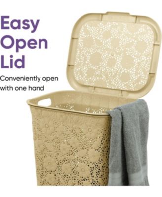 Elegant Lace Hamper 50 L Beige Laundry Hamper &amp; Organizer