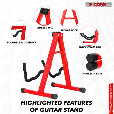 Double Guitar Stand Floor Adjustable Heavy Duty A Frame Folding Acoustic Electric Bass Mandolin Banjo Violin Holder Stands