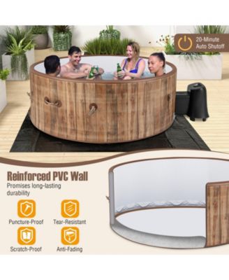 72 Inches Inflatable Hot Tub SPA with 120 Air Jets Electric Heater Pump for 4-6 Person-Coffee