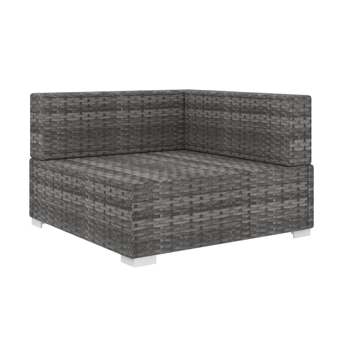vidaXL Sectional Corner Chair with Cushions Poly Rattan- Gray