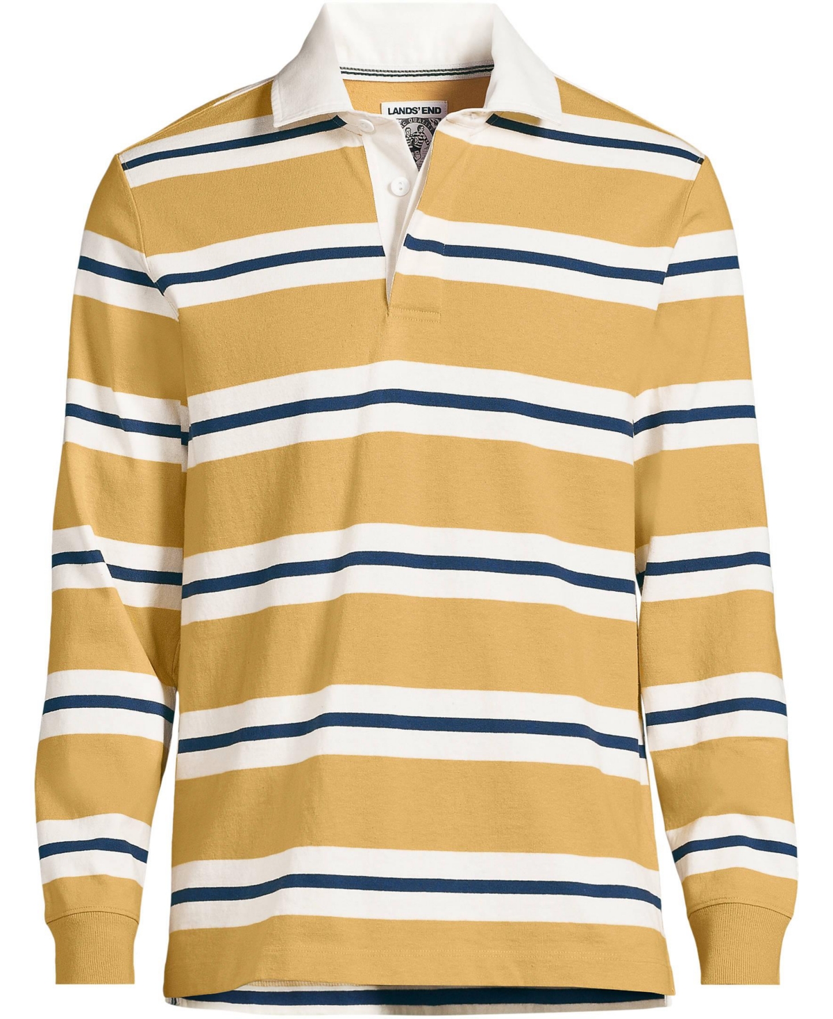 Lands' End Men's Long Sleeve Stripe Rugby Shirt -navy rugby stripe