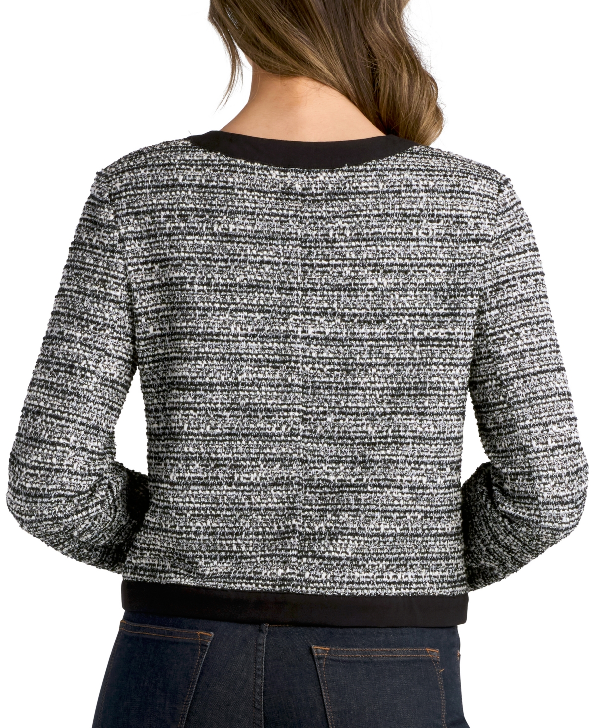 Bcx Juniors' Boucle Crop Button-Front Long-Sleeve Jacket - Color 1