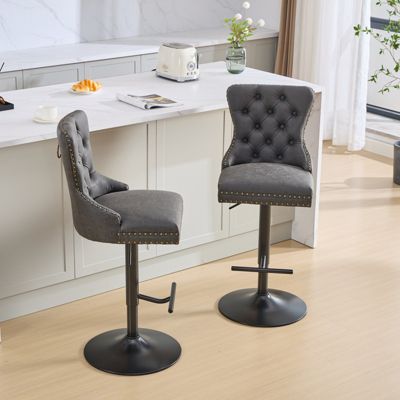  Retro-Style Adjustable Barstools with Tufted Backs