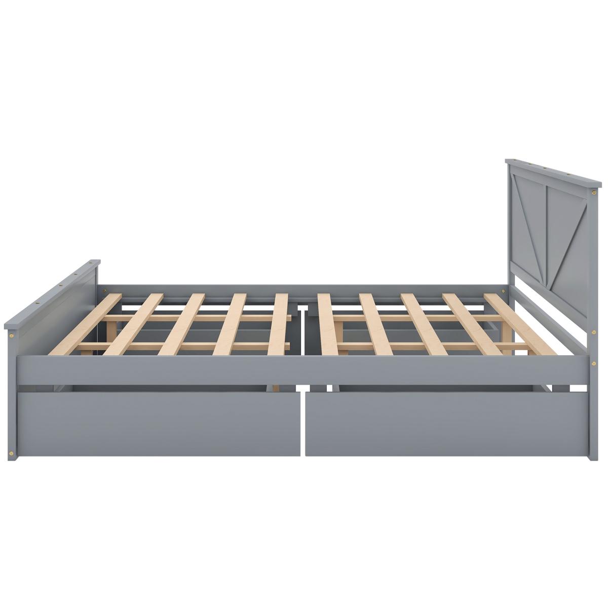 Streamdale Furniture King Size Wooden Platform Bed with Four Storage Drawers and Support Legs,- Gray