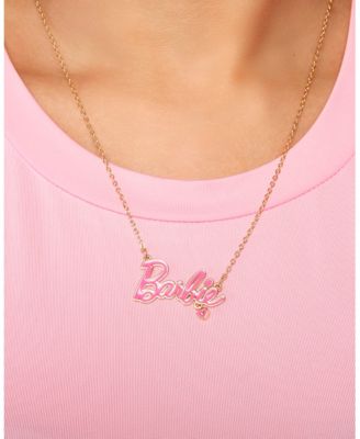 Flash Yellow Gold Plated Barbie Logo Necklace