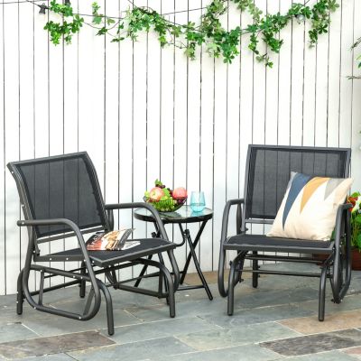 Porch Glider Set: Mesh Swing Chairs with Steel Frame