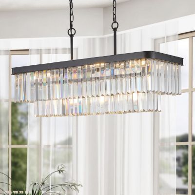 Crystal Chandelier with Adjustable Modern Industrial Design
