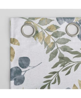 Remi Floral Leaf Print Blackout Grommet Curtain Panel