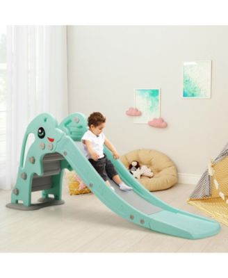 3-in-1 Kids Climber Slide Play Set with Basketball Hoop and Ball