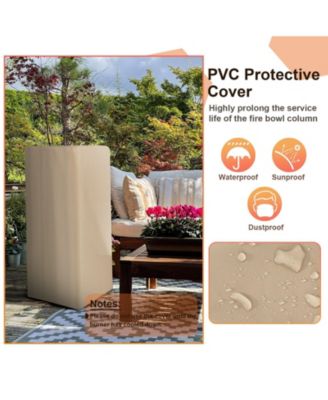 48 Inch Propane Fire Bowl Column with Lava Rocks and PVC Cover-Gray