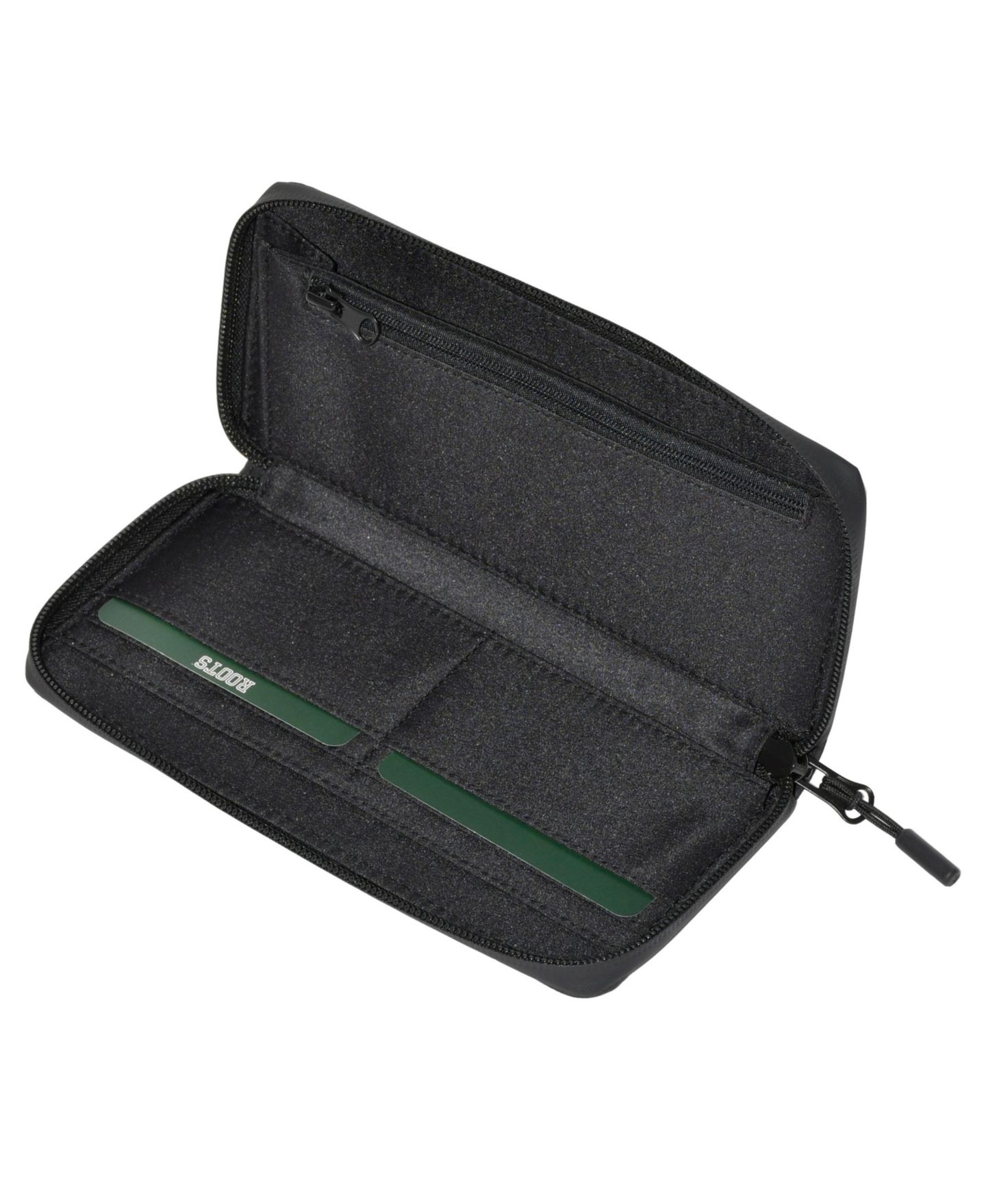 Мужской кошелёк Roots Slim Zipper Round Wallet, цвет: Чёрный комбинированный — фото 4