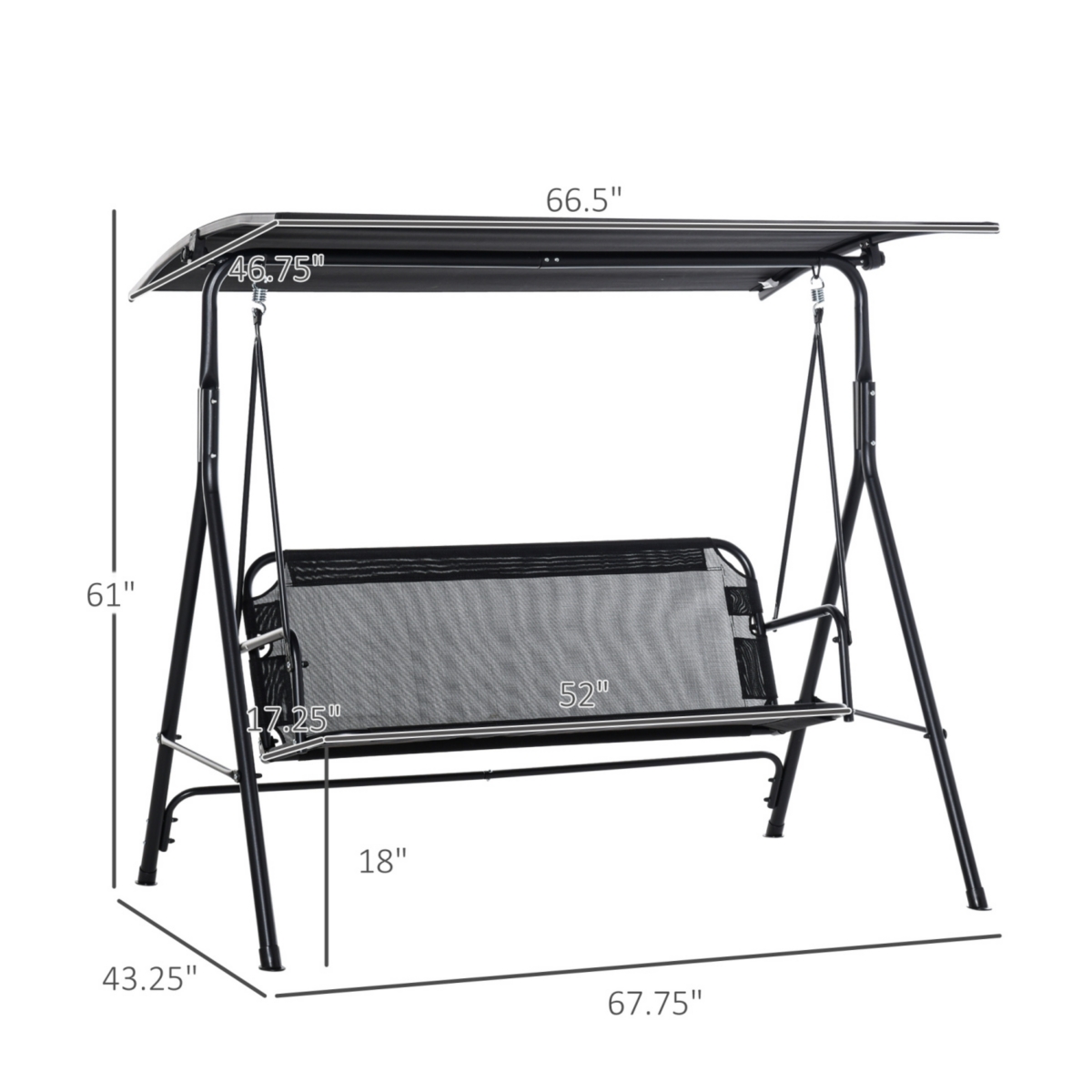 Patio Swing Loveseat with Canopy and Adjustable Tilt