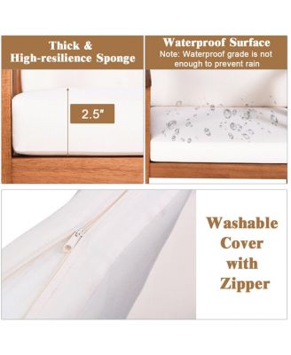 3PC Solid Wood Outdoor Patio Sofa Furniture Set