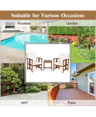 3PC Solid Wood Outdoor Patio Sofa Furniture Set