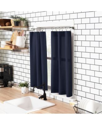 Martine Microfiber Semi-Sheer Rod Pocket Kitchen Curtain Valance and Tiers Set