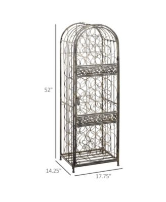 45 Bottle Wrought Iron Wine Rack Jail with Lock - Antique Bronze