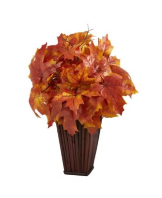 19" Autumn Maple Leaf Artificial Plant in Decorative Planter