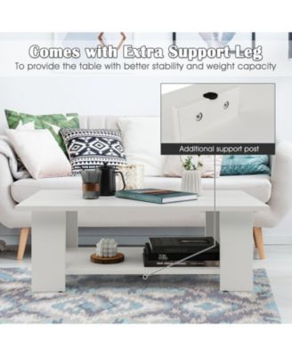 Large 36 Inch 2-tier Wooden Modern Coffee Table with Storage Shelf