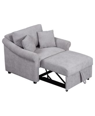 1 PC Chenille  3-in-1 Lounger Convertible Sleeper Chair