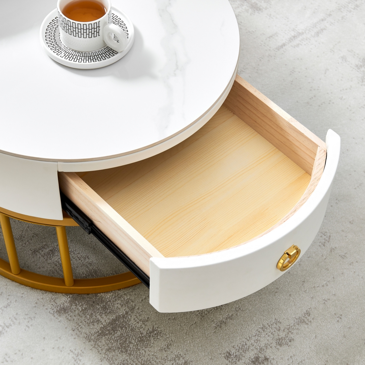 Streamdale Furniture Marble Nested Coffee Table Set - Gold