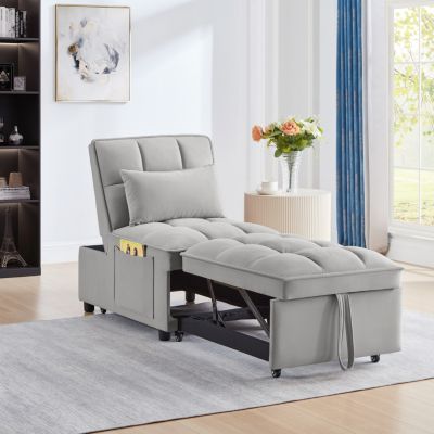 Multi-Function Sofa Bed with Adjustable Backrest & Storage
