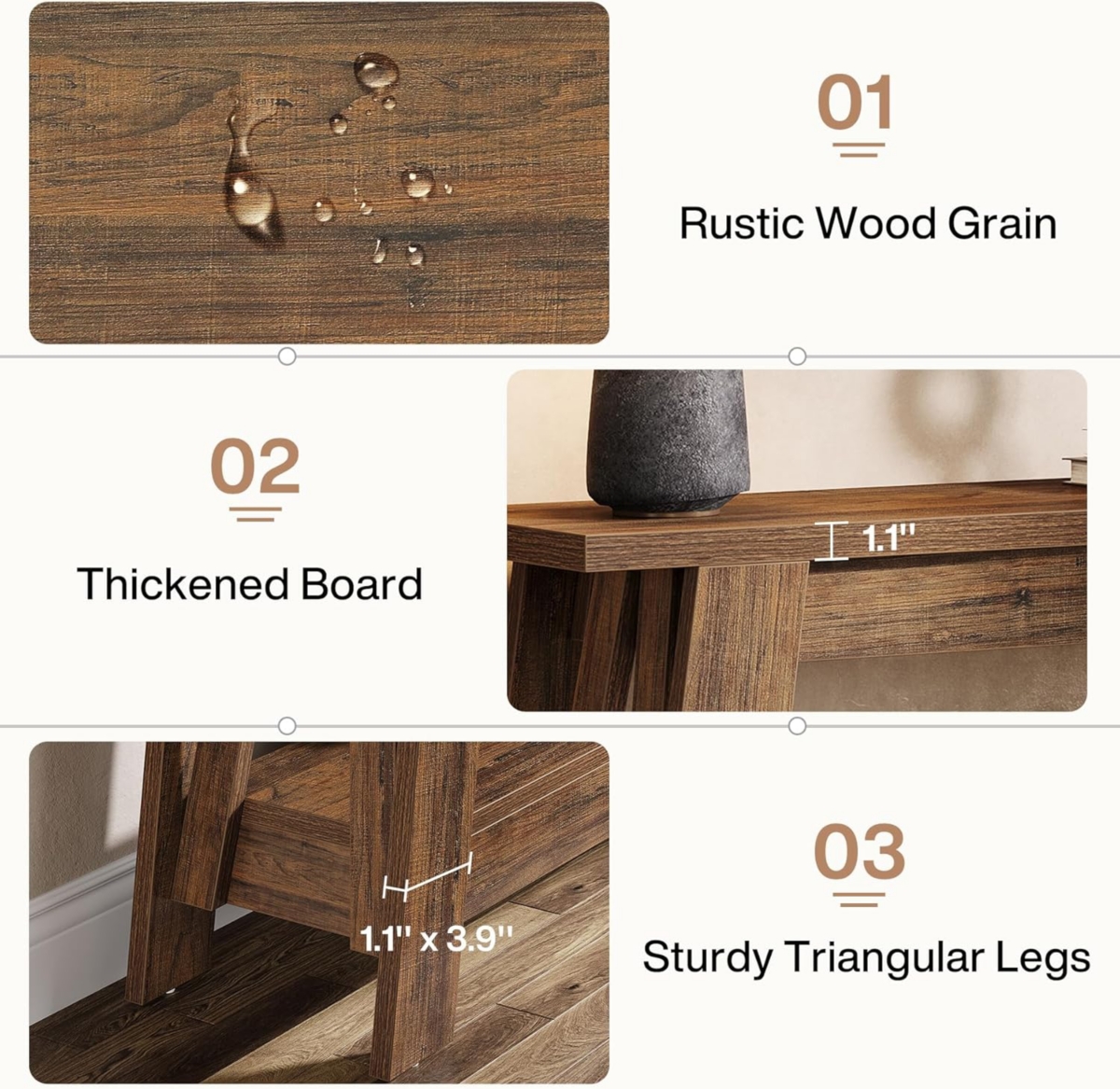 Tribesigns 41.3" Farmhouse Console Table, 2-Tier Wooden Entryway Table with Storage, Rustic Narrow Behind Couch