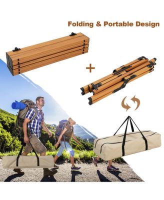 Folding Aluminum Camping Table with Carry Bag Roll-Up Picnic Table with Wood Grain