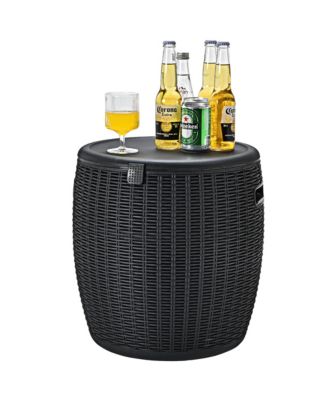 9.5 Gallon 4-in-1 Patio Rattan Cool Bar Cocktail Table Side Table