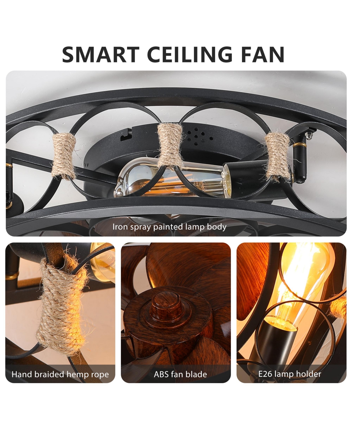 Streamdale Caged Ceiling Fan with Lights and Remote