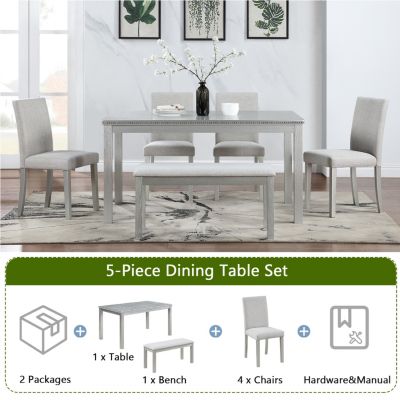 Rectangular Upholstered Small Space Bench Dining Table