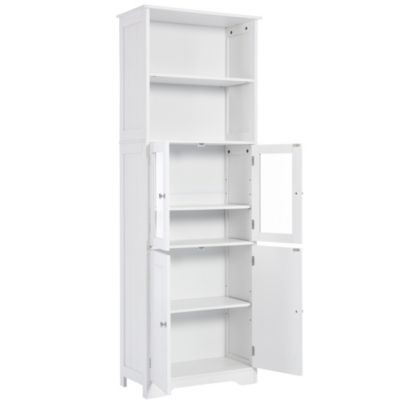 Tall White Storage Cabinet for Various Rooms