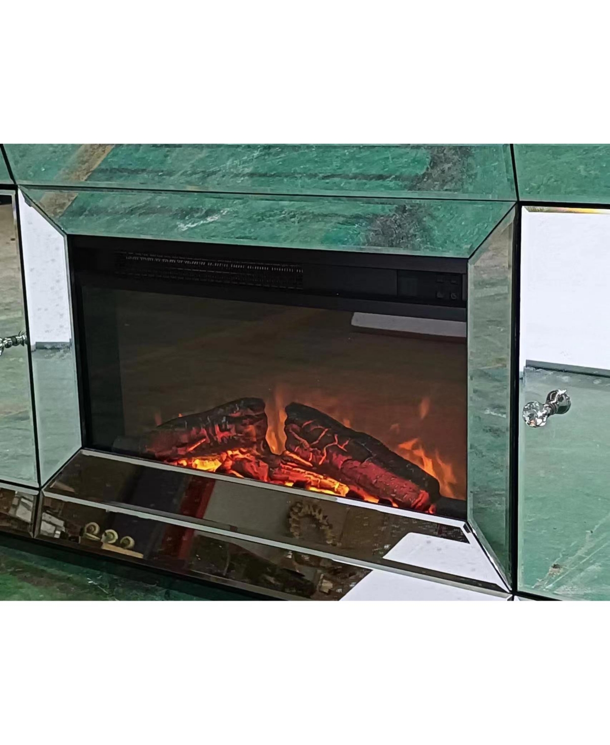 Streamdale Furniture FlashElectric Fireplace Cabinet with Realistic Flame Effects - Silver