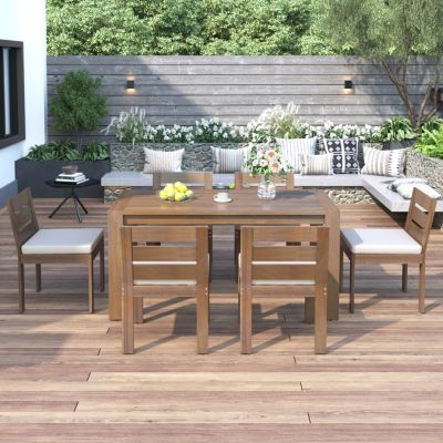 Streamdale 7-Piece Acacia Wood Outdoor Dining Set Comfort, Style, and Durability