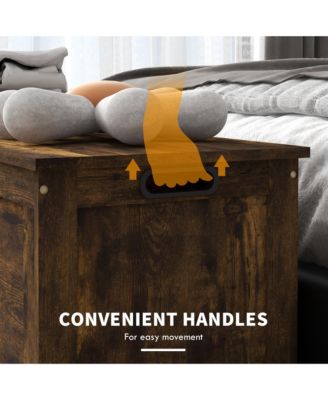 39.4" Storage Chest w/ 2 Safety Hinges, Wooden Box, Rustic Brown